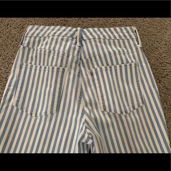 Blue & White Striped High Waist Skinny Jeans - Picture 5 of 10